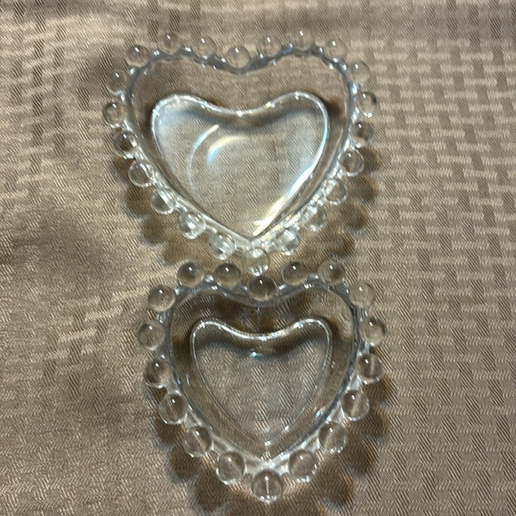 Imperial Glass Candlewick Stacking Heart Dishes Trinket Jewelry Holders Set of 2 - Picture 7 of 7